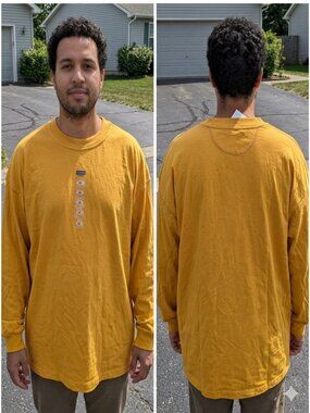 Vtg 90s Pluma by Russell Athletic Mustard Yellow Long Sleeve T-Shirt NWT Big 2XL